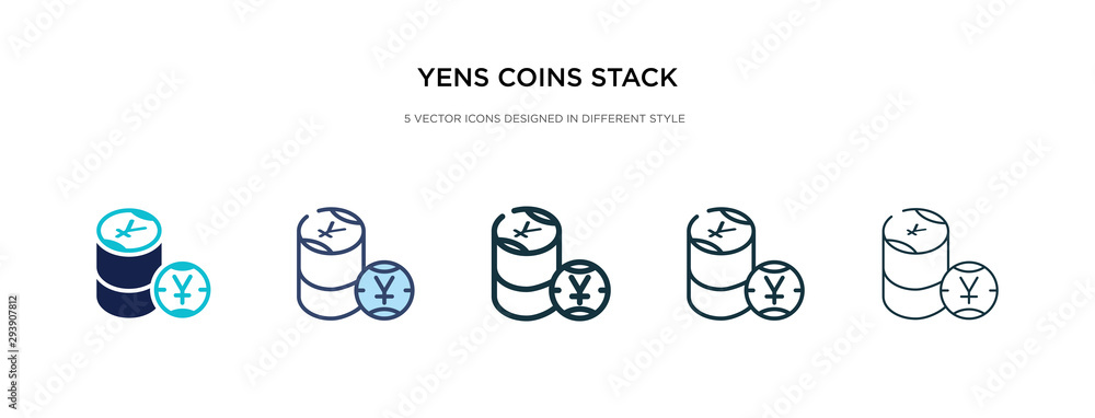 Poster yens coins stack icon in different style vector illustration. two colored and black yens coins stack