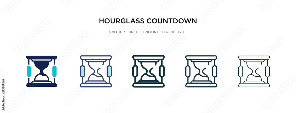 Poster hourglass countdown icon in different style vector illustration. two colored and black hourglass cou