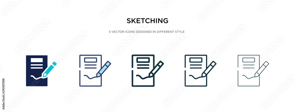 Poster sketching icon in different style vector illustration. two colored and black sketching vector icons 