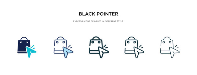 black pointer icon in different style vector illustration. two colored and black black pointer vector icons designed in filled, outline, line and stroke style can be used for web, mobile, ui