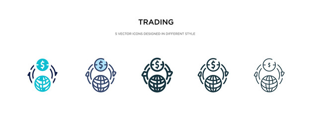 trading icon in different style vector illustration. two colored and black trading vector icons designed in filled, outline, line and stroke style can be used for web, mobile, ui
