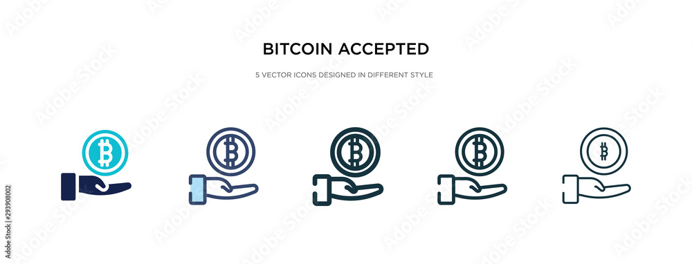 Aufkleber bitcoin accepted icon in different style vector illustration. two colored and black bitcoin accepted