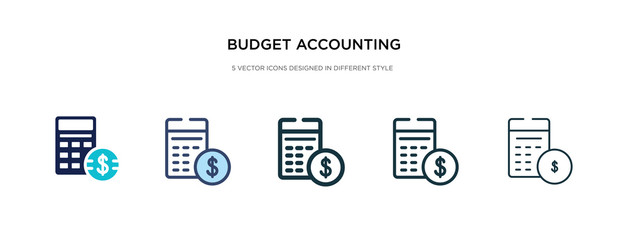 budget accounting icon in different style vector illustration. two colored and black budget accounting vector icons designed in filled, outline, line and stroke style can be used for web, mobile, ui