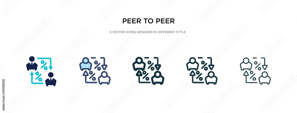 Poster peer to peer icon in different style vector illustration. two colored and black peer to vector icons