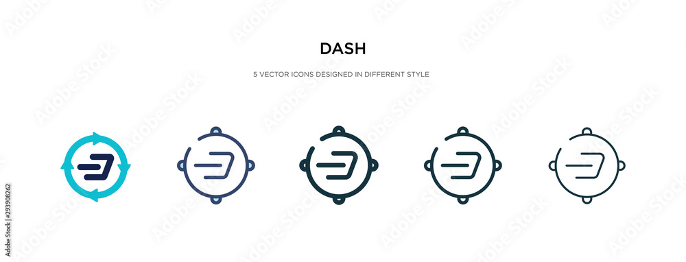 Poster dash icon in different style vector illustration. two colored and black dash vector icons designed i
