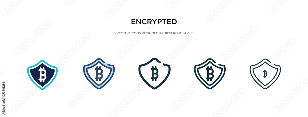 Poster encrypted icon in different style vector illustration. two colored and black encrypted vector icons 