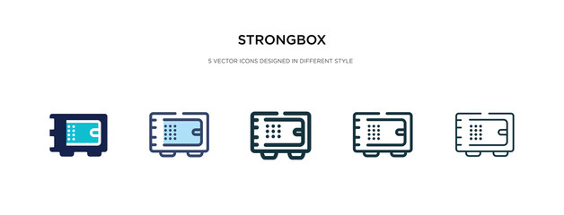 strongbox icon in different style vector illustration. two colored and black strongbox vector icons designed in filled, outline, line and stroke style can be used for web, mobile, ui