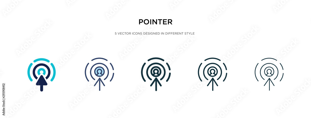 Poster pointer icon in different style vector illustration. two colored and black pointer vector icons desi