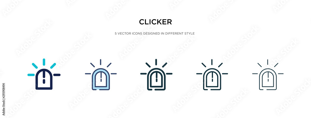 Poster clicker icon in different style vector illustration. two colored and black clicker vector icons desi