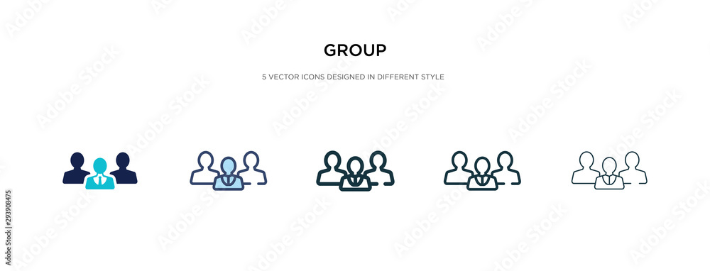 Poster group icon in different style vector illustration. two colored and black group vector icons designed