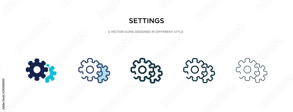 Aufkleber settings icon in different style vector illustration. two colored and black settings vector icons de