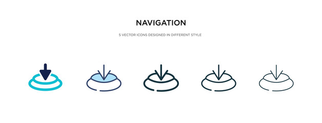 Fototapeta na wymiar navigation icon in different style vector illustration. two colored and black navigation vector icons designed in filled, outline, line and stroke style can be used for web, mobile, ui