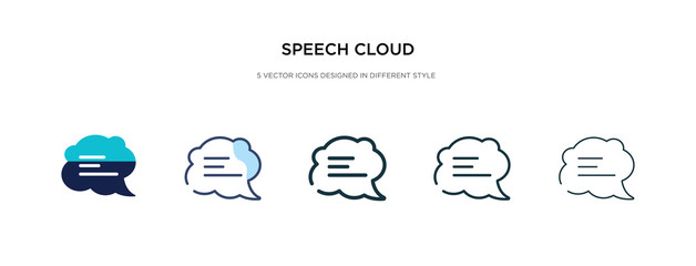 speech cloud icon in different style vector illustration. two colored and black speech cloud vector icons designed in filled, outline, line and stroke style can be used for web, mobile, ui