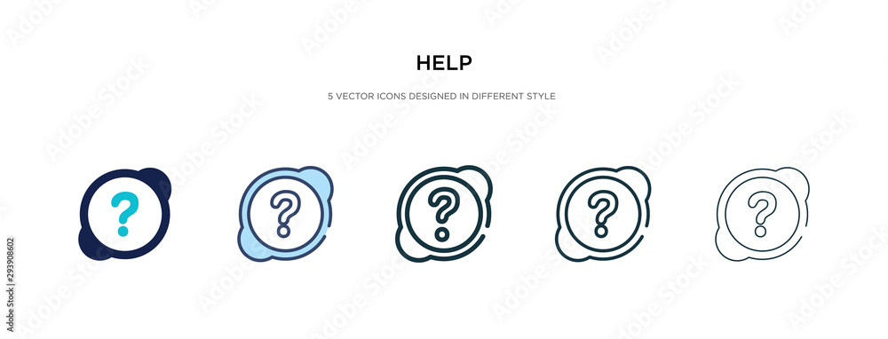 Poster help icon in different style vector illustration. two colored and black help vector icons designed i