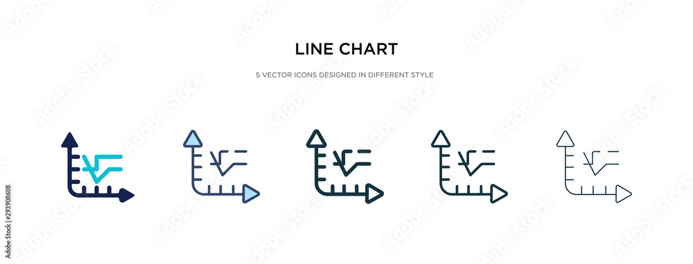 Poster line chart icon in different style vector illustration. two colored and black line chart vector icon