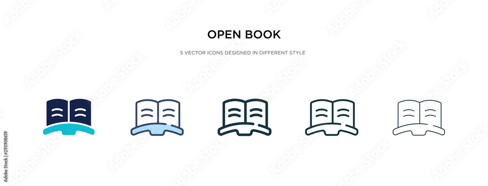 Aufkleber open book icon in different style vector illustration. two colored and black open book vector icons 