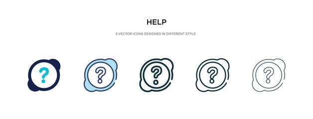 help icon in different style vector illustration. two colored and black help vector icons designed in filled, outline, line and stroke style can be used for web, mobile, ui