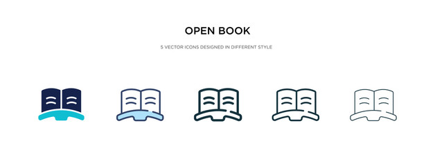 open book icon in different style vector illustration. two colored and black open book vector icons designed in filled, outline, line and stroke style can be used for web, mobile, ui