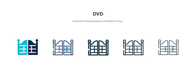 dvd icon in different style vector illustration. two colored and black dvd vector icons designed in filled, outline, line and stroke style can be used for web, mobile, ui