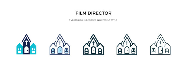 film director icon in different style vector illustration. two colored and black film director vector icons designed in filled, outline, line and stroke style can be used for web, mobile, ui