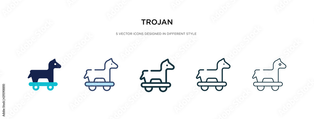 Poster trojan icon in different style vector illustration. two colored and black trojan vector icons design