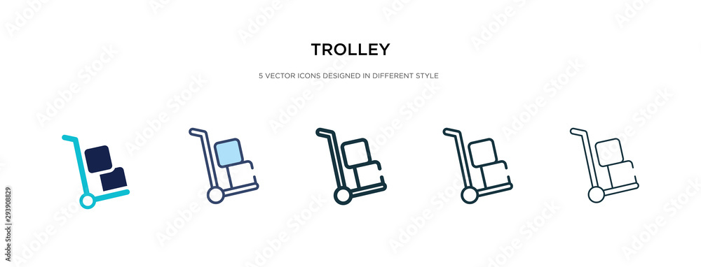 Poster trolley icon in different style vector illustration. two colored and black trolley vector icons desi