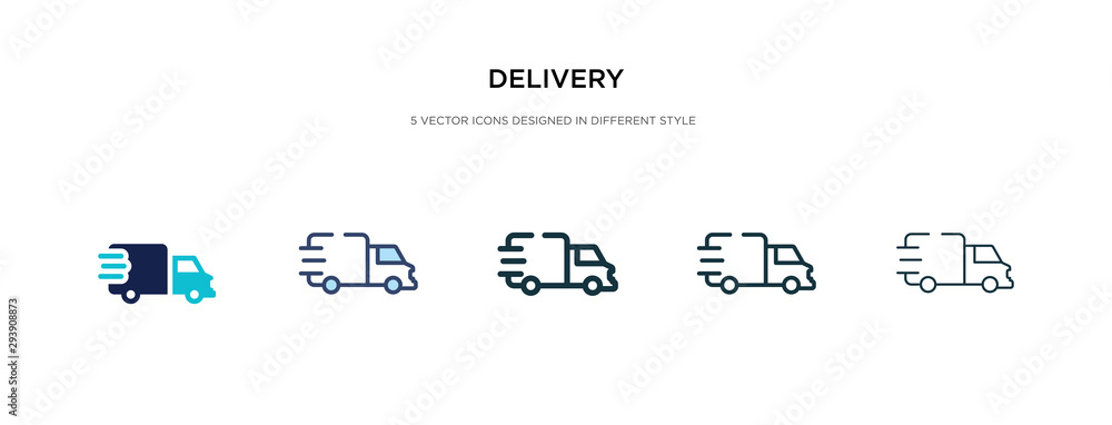 Poster delivery icon in different style vector illustration. two colored and black delivery vector icons de