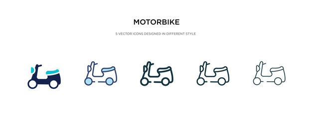 motorbike icon in different style vector illustration. two colored and black motorbike vector icons designed in filled, outline, line and stroke style can be used for web, mobile, ui