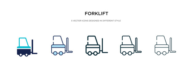 forklift icon in different style vector illustration. two colored and black forklift vector icons designed in filled, outline, line and stroke style can be used for web, mobile, ui © zaurrahimov