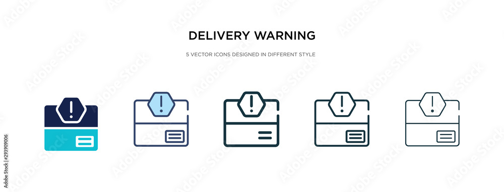 Aufkleber delivery warning icon in different style vector illustration. two colored and black delivery warning