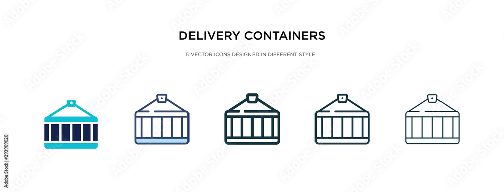 Poster delivery containers icon in different style vector illustration. two colored and black delivery cont
