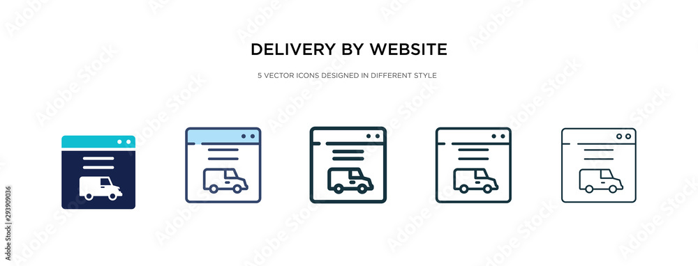 Poster delivery by website icon in different style vector illustration. two colored and black delivery by w