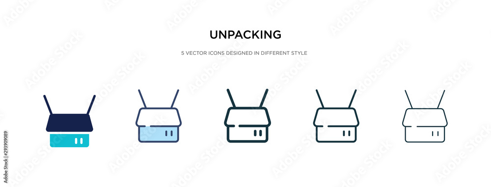 Aufkleber unpacking icon in different style vector illustration. two colored and black unpacking vector icons 