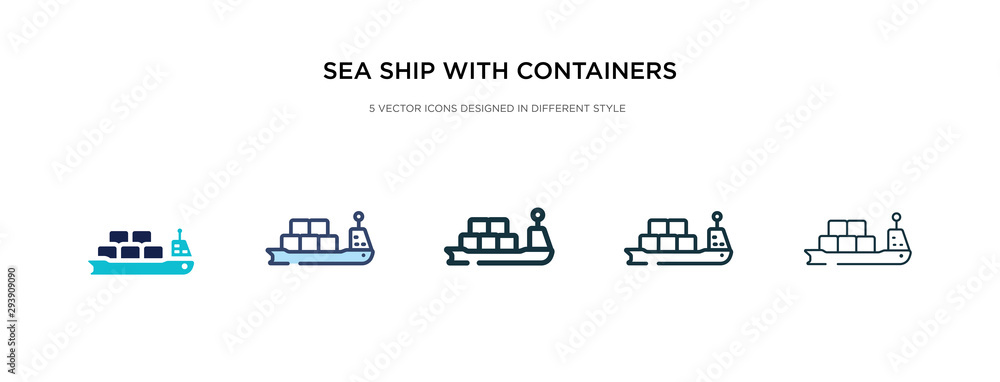 Poster sea ship with containers icon in different style vector illustration. two colored and black sea ship