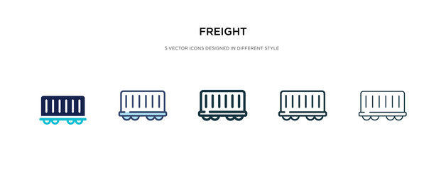 freight icon in different style vector illustration. two colored and black freight vector icons designed in filled, outline, line and stroke style can be used for web, mobile, ui