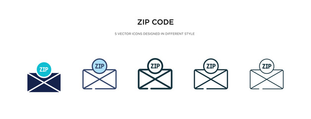 zip code icon in different style vector illustration. two colored and black zip code vector icons designed in filled, outline, line and stroke style can be used for web, mobile, ui - obrazy, fototapety, plakaty