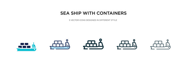 sea ship with containers icon in different style vector illustration. two colored and black sea ship with containers vector icons designed in filled, outline, line and stroke style can be used for