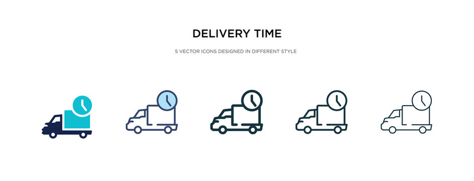 delivery time icon in different style vector illustration. two colored and black delivery time vector icons designed in filled, outline, line and stroke style can be used for web, mobile, ui