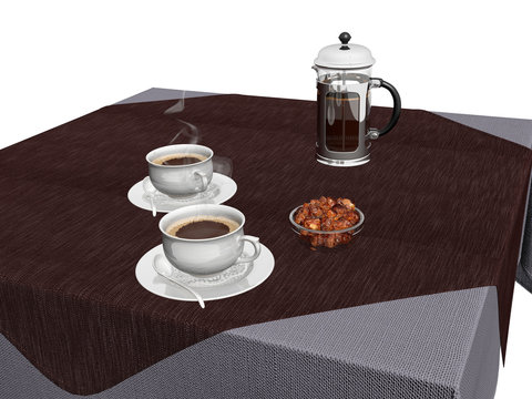 3d render of coffee and press