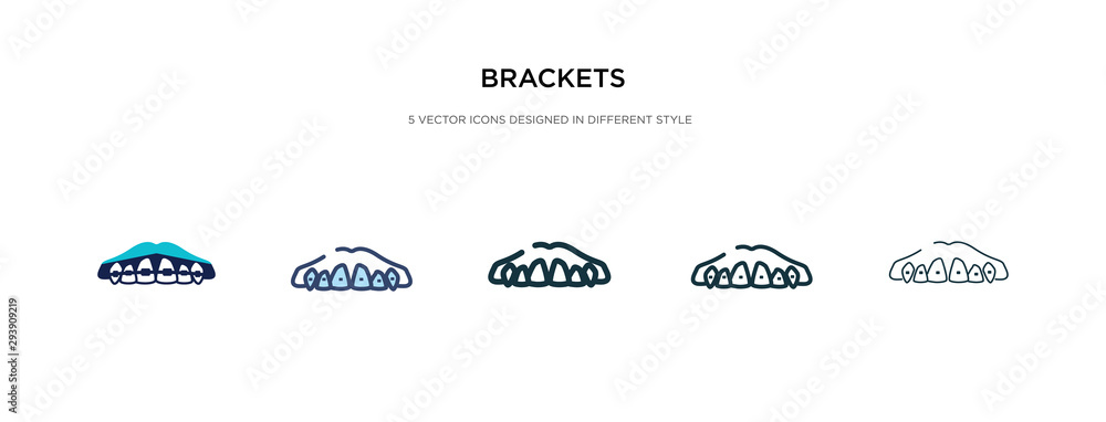 Poster brackets icon in different style vector illustration. two colored and black brackets vector icons de