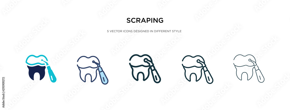 Poster scraping icon in different style vector illustration. two colored and black scraping vector icons de