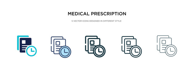 medical prescription icon in different style vector illustration. two colored and black medical prescription vector icons designed in filled, outline, line and stroke style can be used for web,