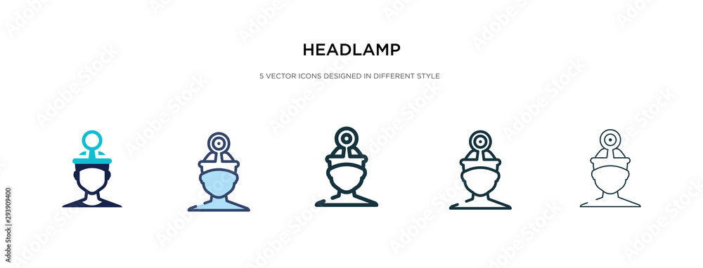 Poster headlamp icon in different style vector illustration. two colored and black headlamp vector icons de