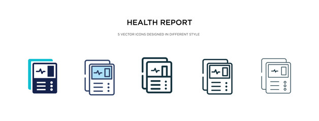 health report icon in different style vector illustration. two colored and black health report vector icons designed in filled, outline, line and stroke style can be used for web, mobile, ui