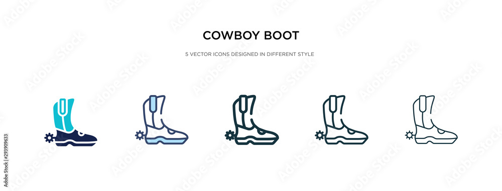 Poster cowboy boot icon in different style vector illustration. two colored and black cowboy boot vector ic