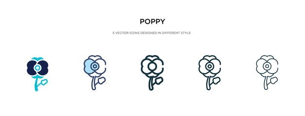 poppy icon in different style vector illustration. two colored and black poppy vector icons designed in filled, outline, line and stroke style can be used for web, mobile, ui
