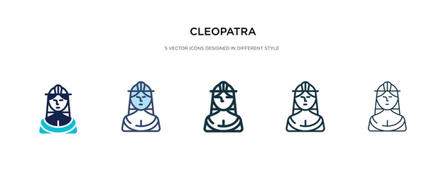 cleopatra icon in different style vector illustration. two colored and black cleopatra vector icons designed in filled, outline, line and stroke style can be used for web, mobile, ui