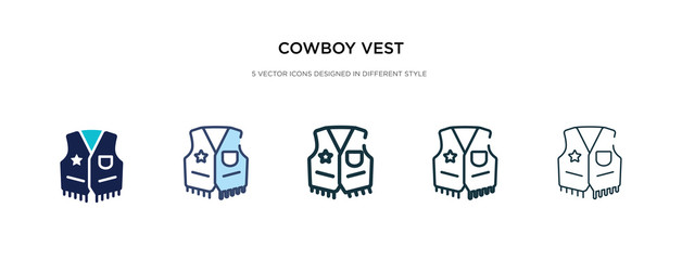 cowboy vest icon in different style vector illustration. two colored and black cowboy vest vector icons designed in filled, outline, line and stroke style can be used for web, mobile, ui