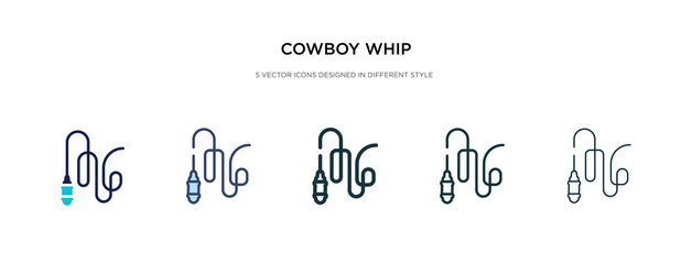 cowboy whip icon in different style vector illustration. two colored and black cowboy whip vector icons designed in filled, outline, line and stroke style can be used for web, mobile, ui