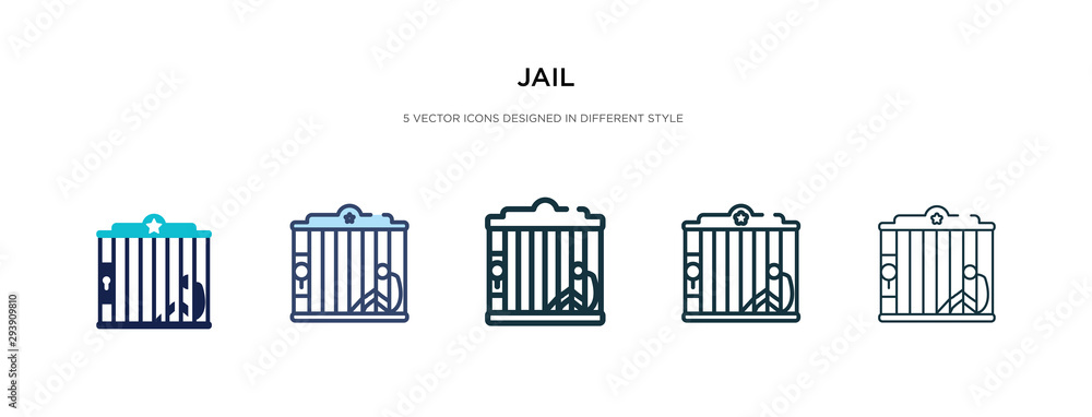 Poster jail icon in different style vector illustration. two colored and black jail vector icons designed i